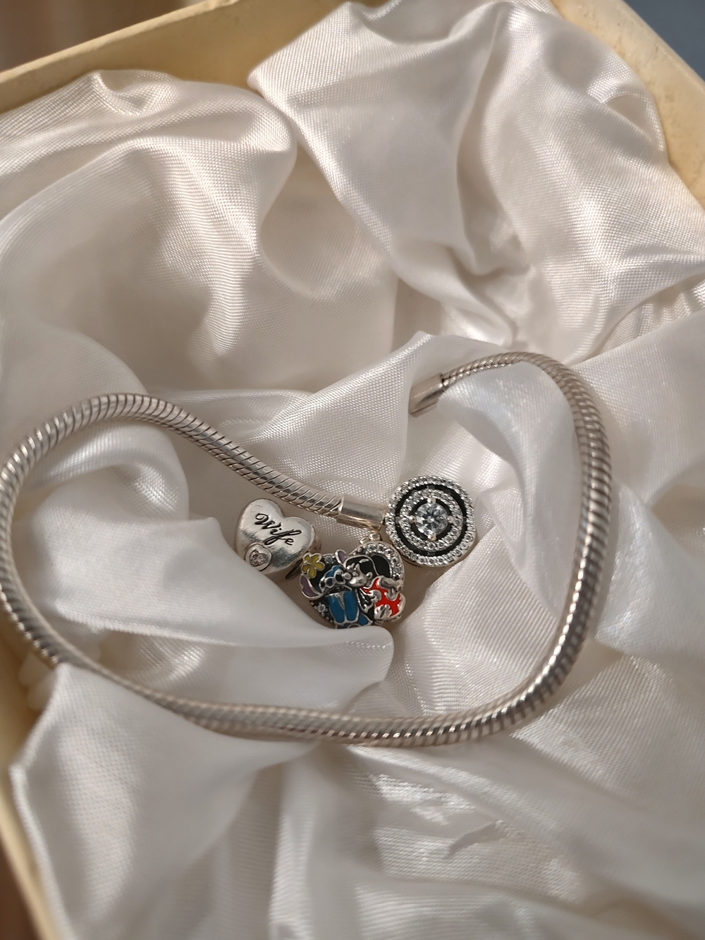 Sterling Silver Pandora Charm Bracelet with Wife And Ohana Charms